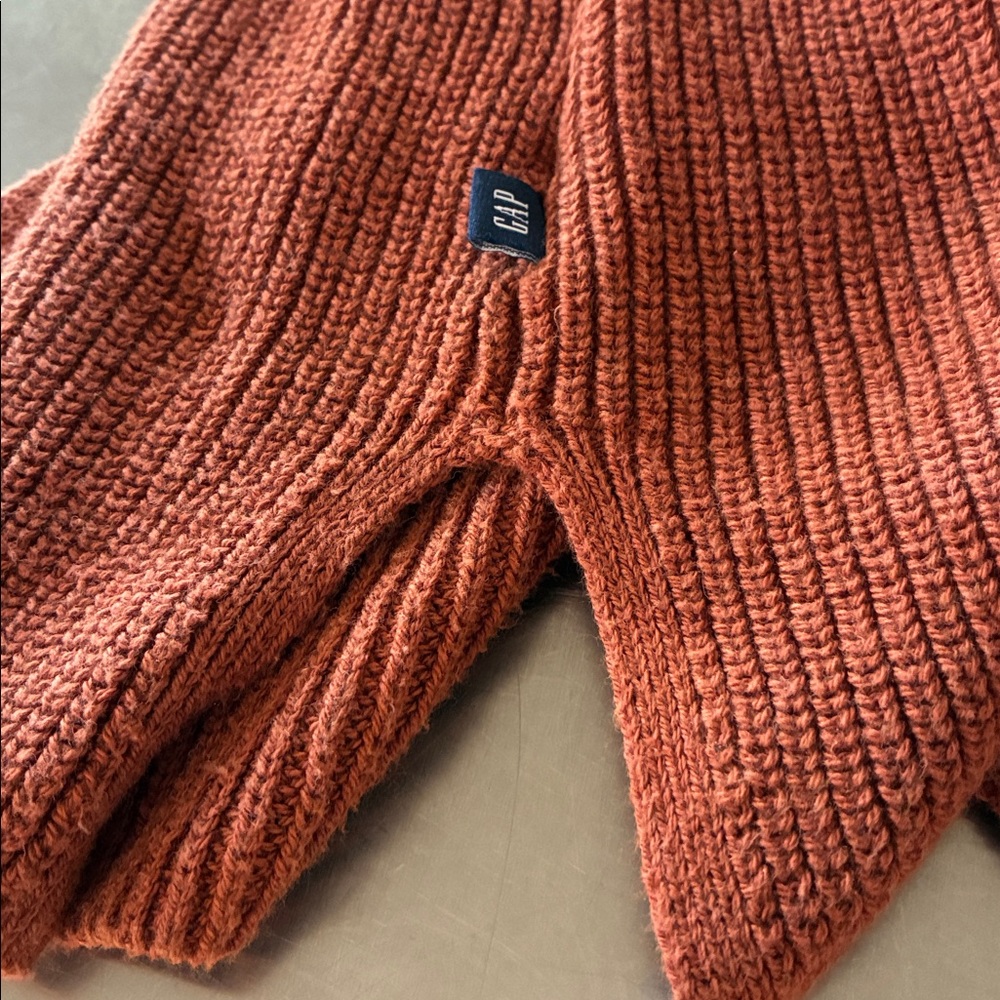 GAP Warm Brown Knit Sweater Gap Women's M Long Sleeve Waist Coat Classic Style - Picture 3 of 16